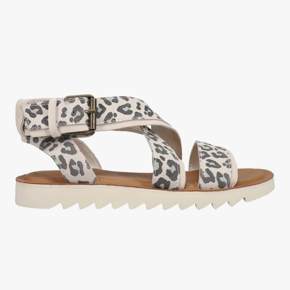 TOMS Womens Sidney Tread Snow Leopard Ankle Strap Casual Sandal Size 9